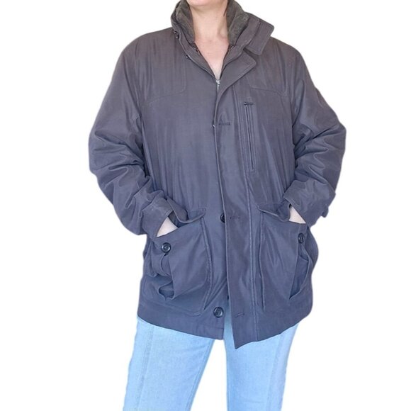 London Fog Brown Double Lined Overcoat Men Size Medium Gorpcore Cabincore Winter - Picture 2 of 9